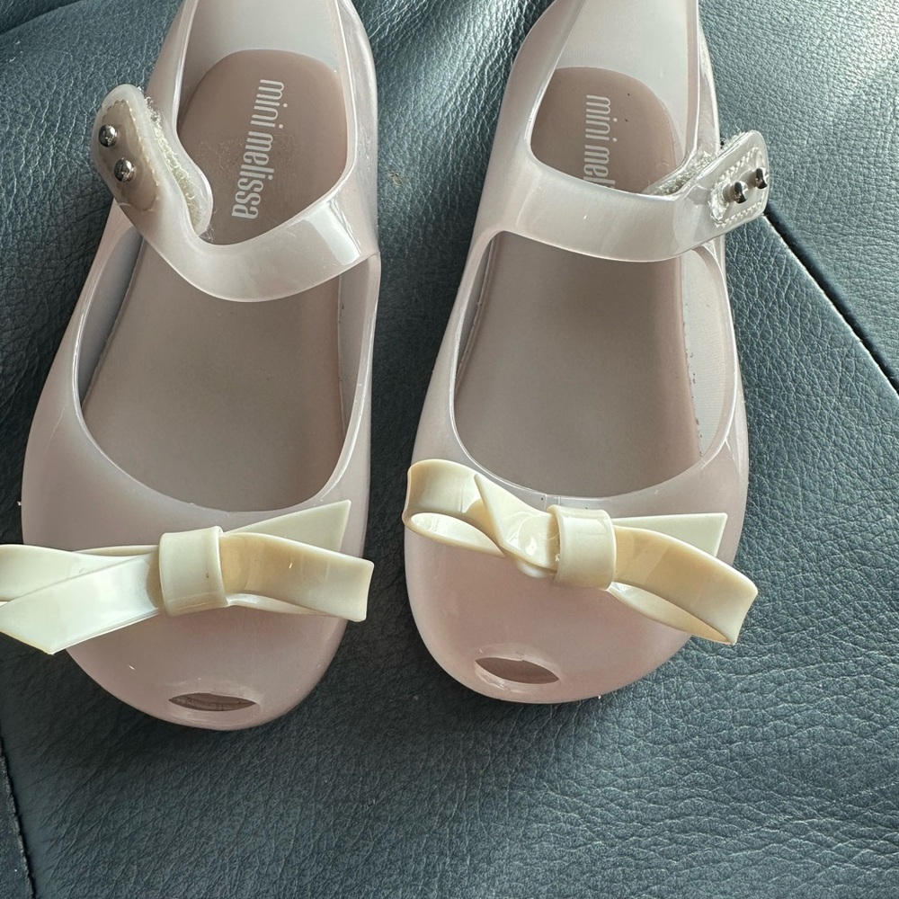 Mini Melissa Pink and Cream Dress Shoes with Bow